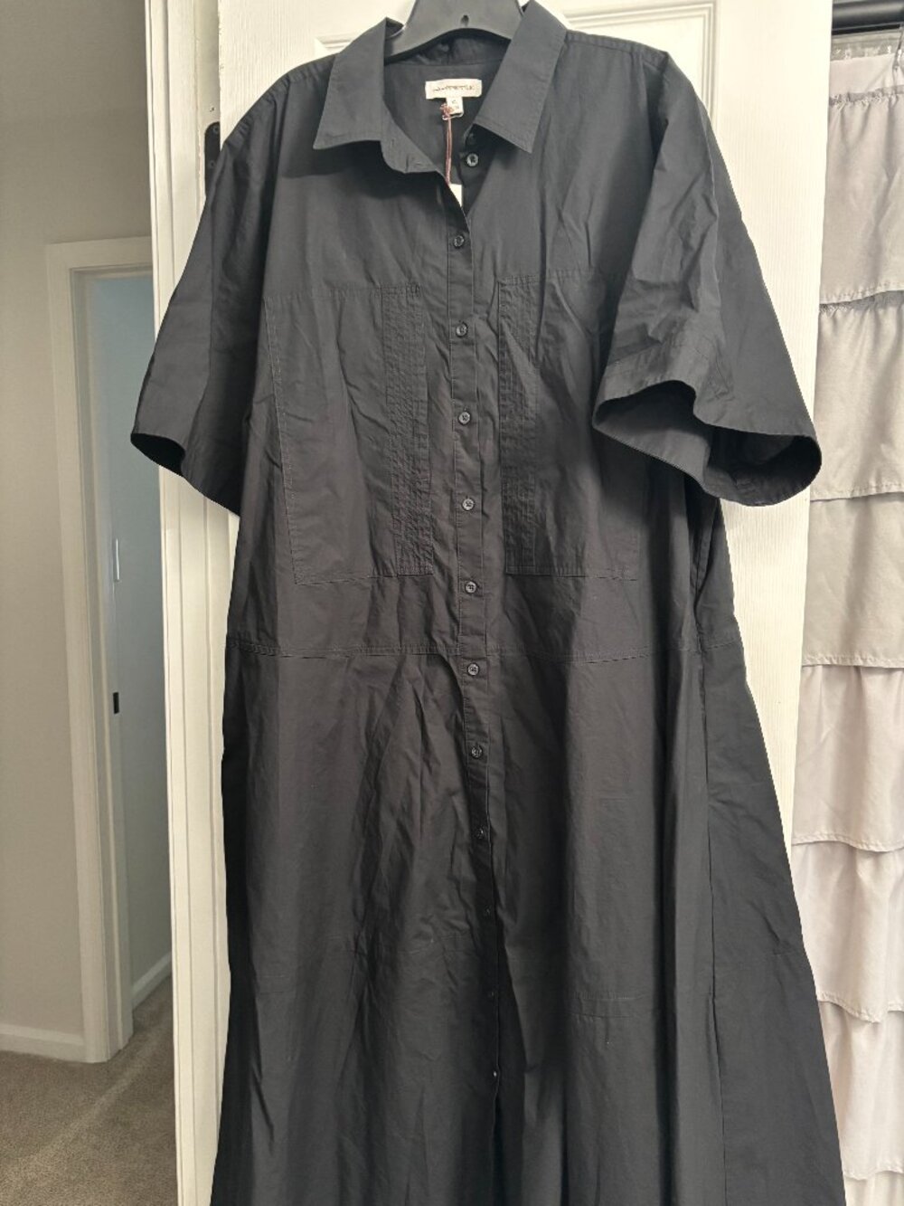 NWT Banana Republic Cotton Poplin Trapeze Maxi Shirt Black Dress sz XL